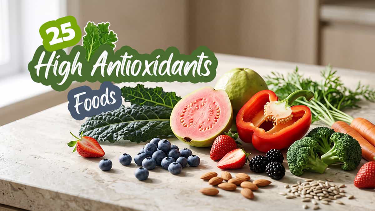 Colorful fruits, vegetables, nuts and seeds high in antioxidants